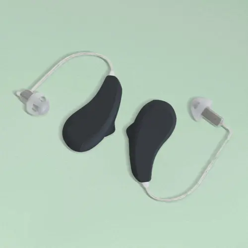 Enhance Select 100 hearing aids on green background