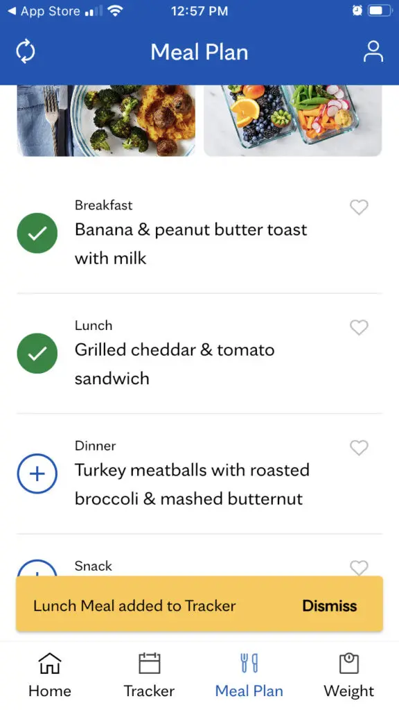 Tracking food in the Mayo Clinic Diet app