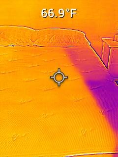 A temperature reading of a Brooklyn Bedding mattress