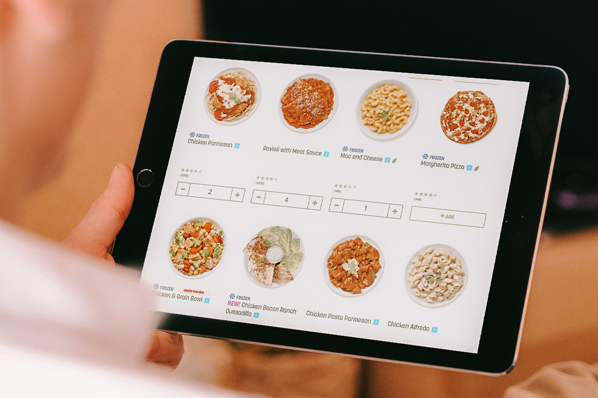 Image of Nutrisystem meal selections on an iPad screen