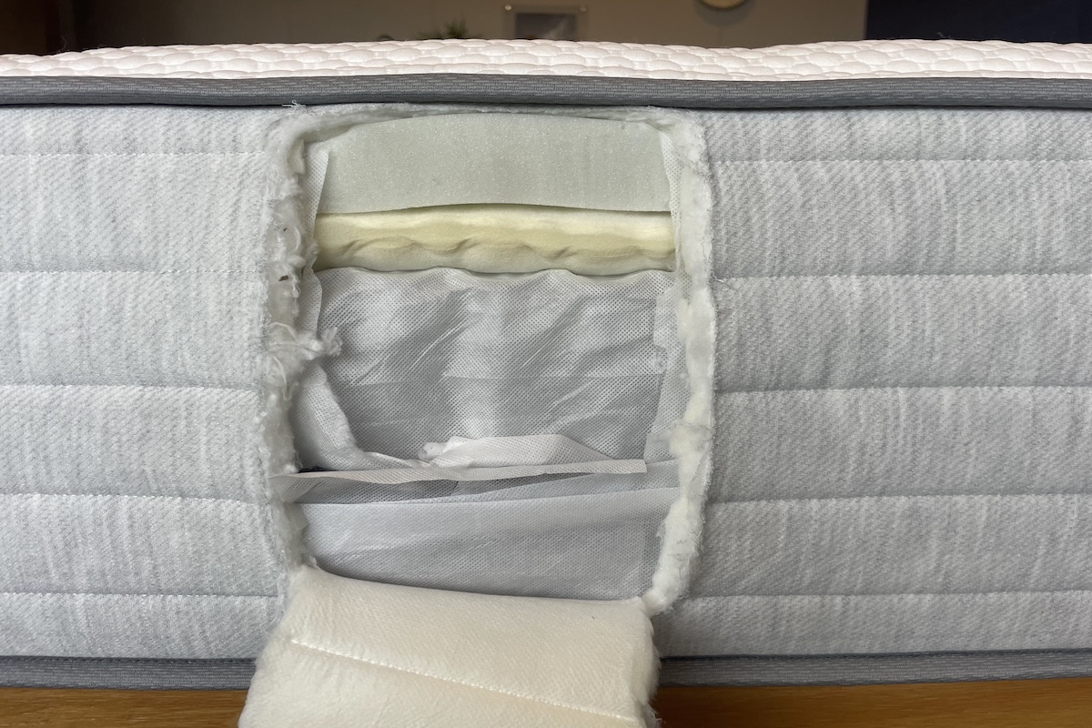 A cutout portion in the side of the Nolah Original shows the mattress’s interior