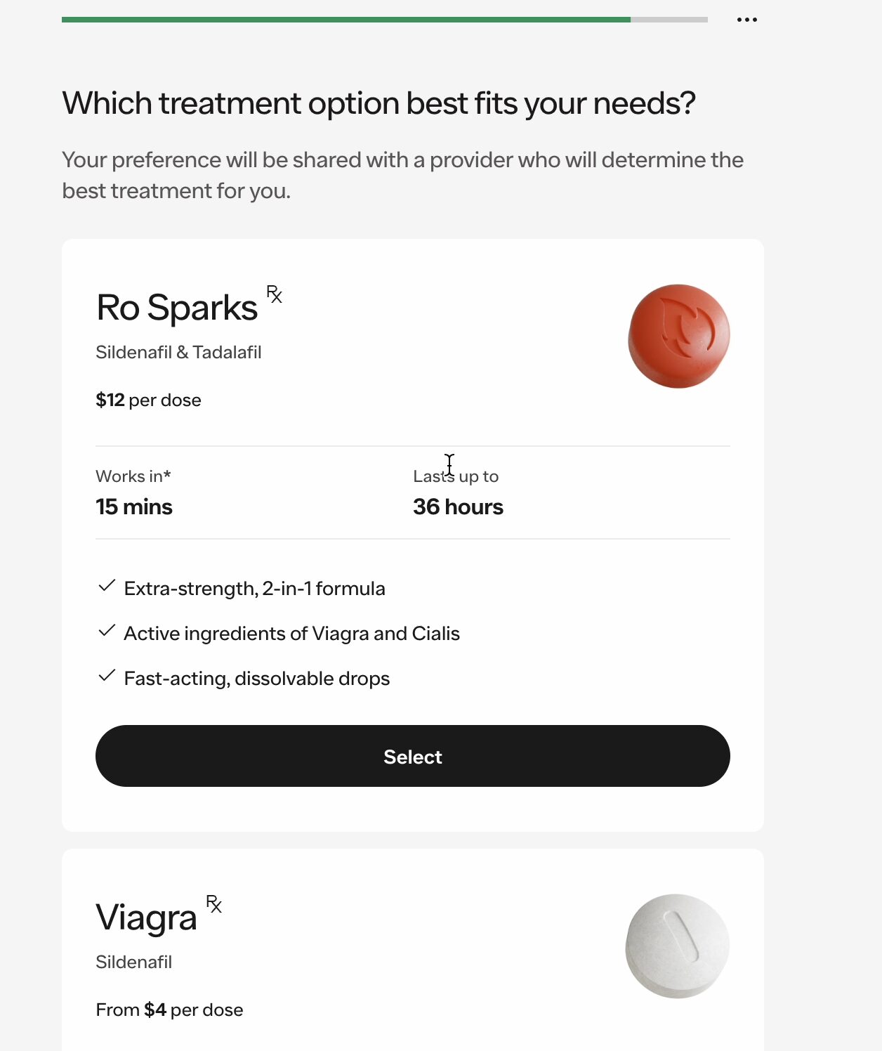  Sign-up process shows medication options 