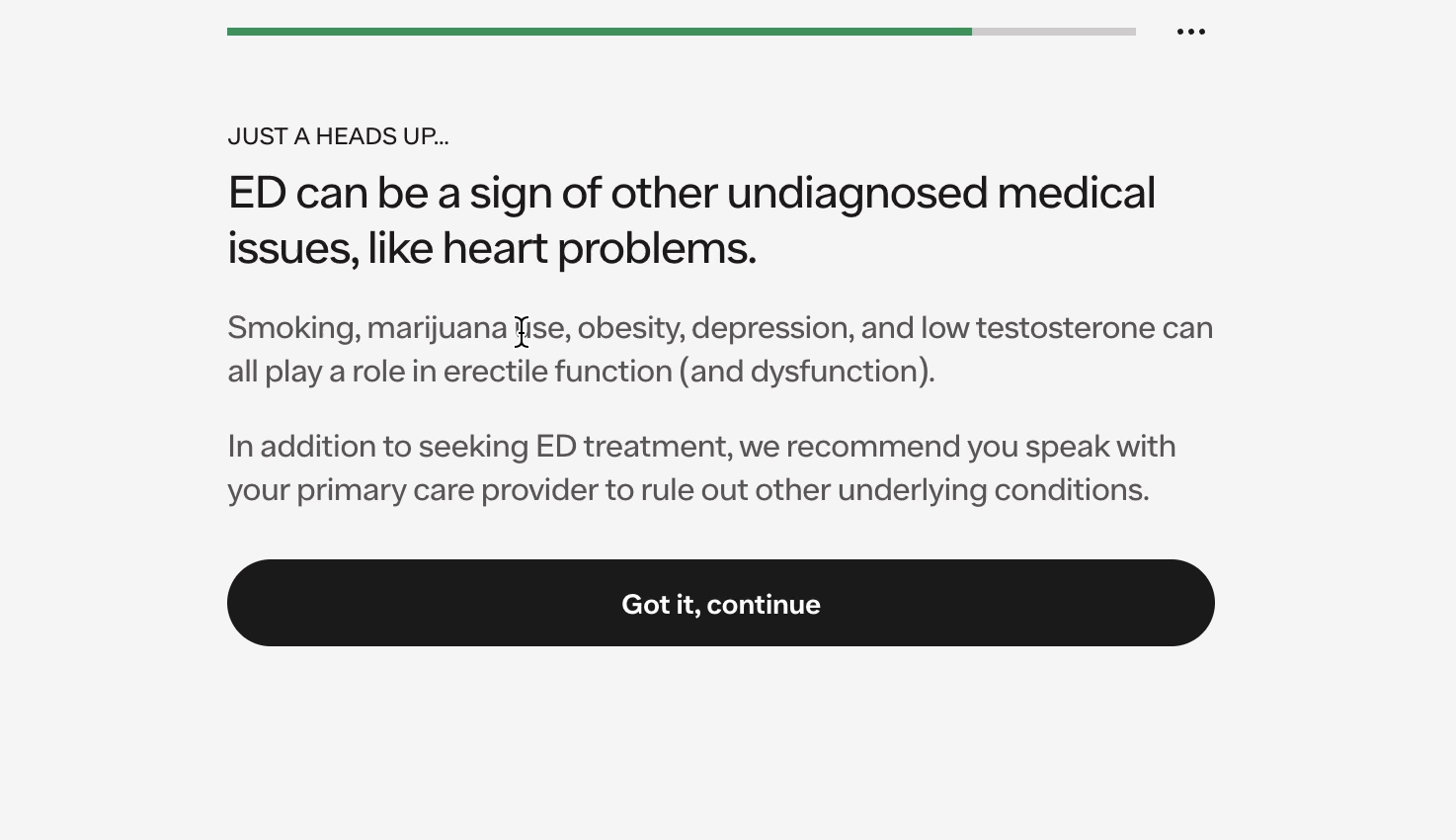  Notifying users that ED can be a sign of other undiagnosed medical issues 