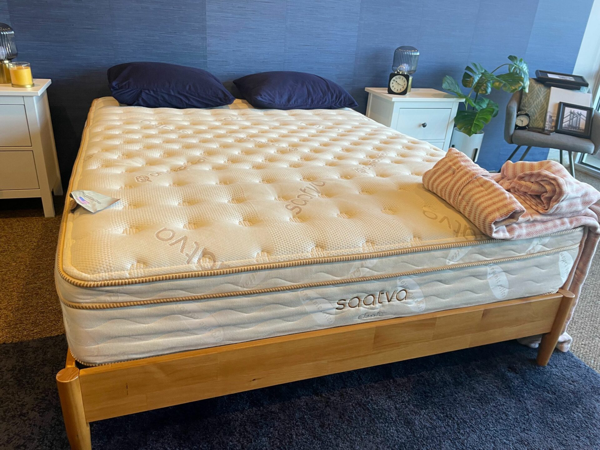 Saatva mattress in our testing facility