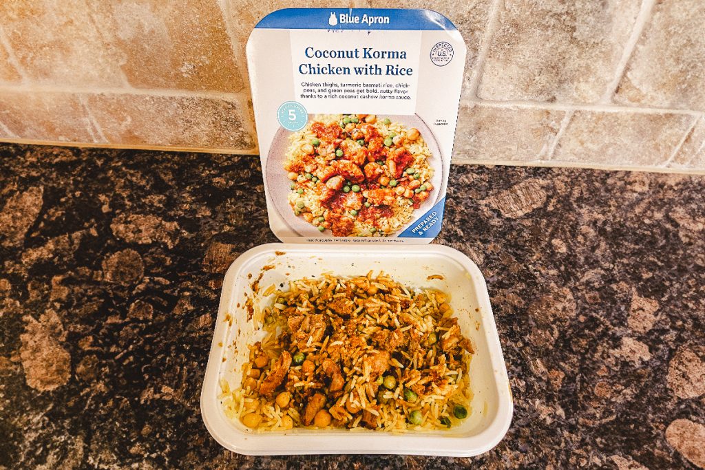 Single-serving, prepared meals from Blue Apron.